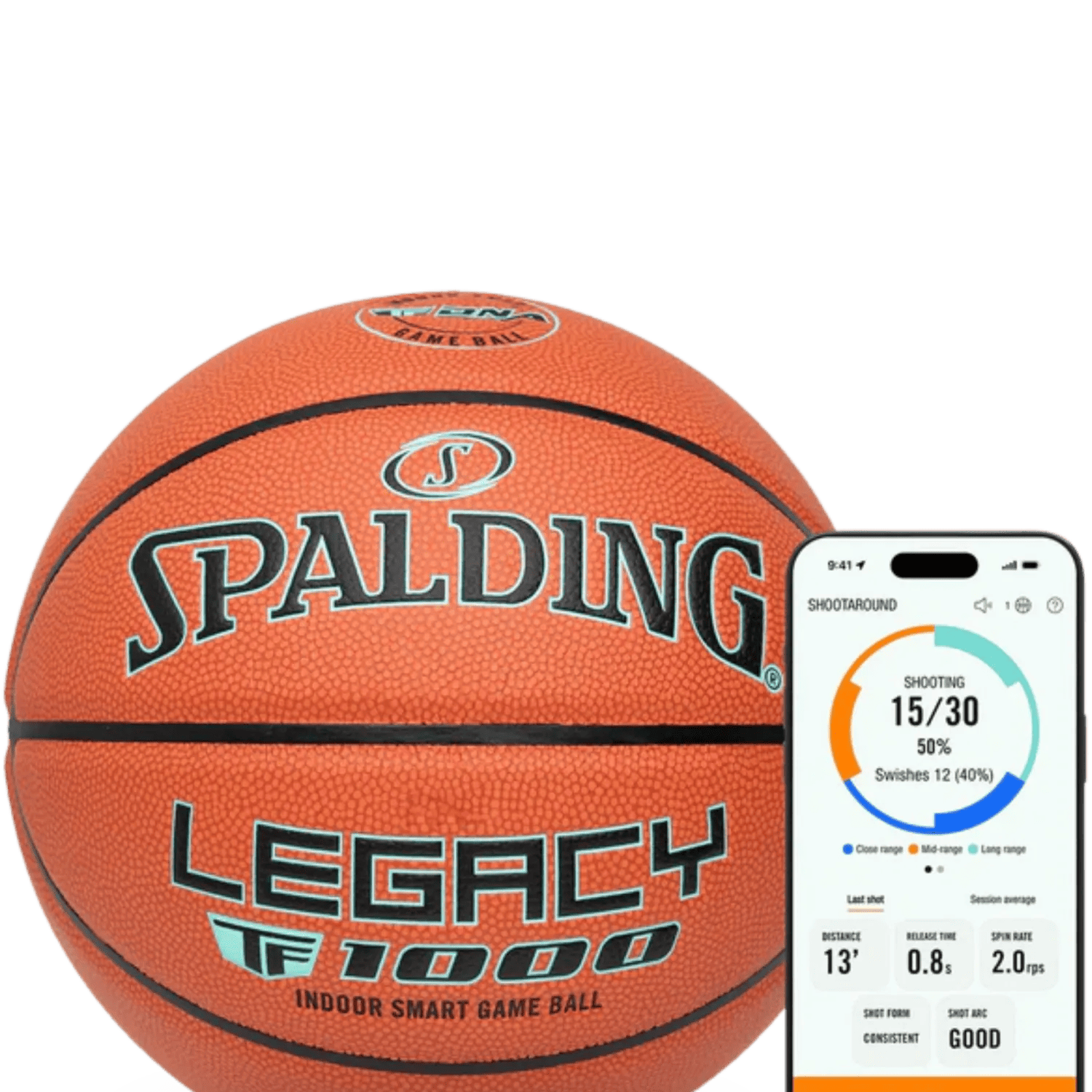 Spalding Legacy TF1000 Smart Basketball + 1 Year App Access